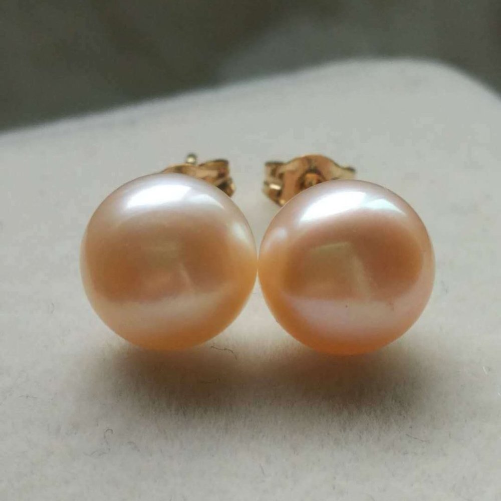 AAA Natural Akoya 6-7mm Natural Pink Stud Pearl Earrings